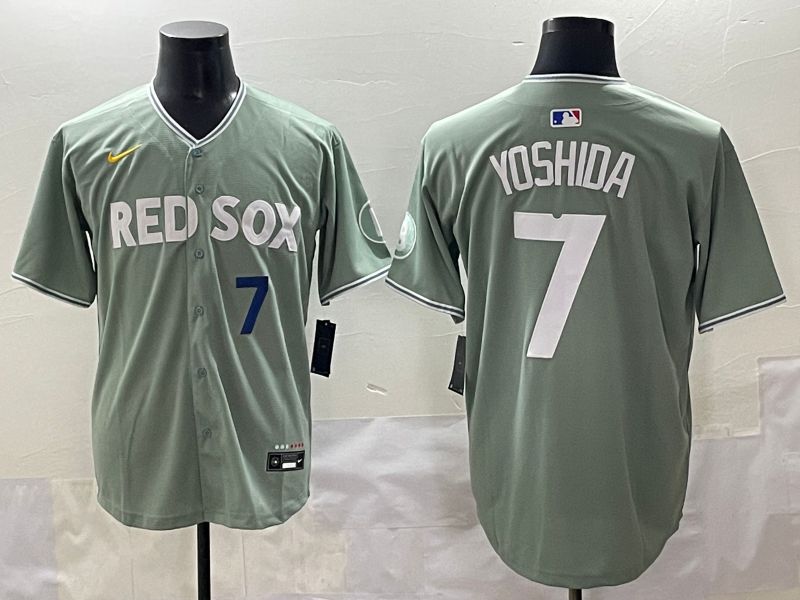 Men 2025 Boston Red Sox #7 Yoshida Light Green Joint Name Nike MLB Jersey style 4